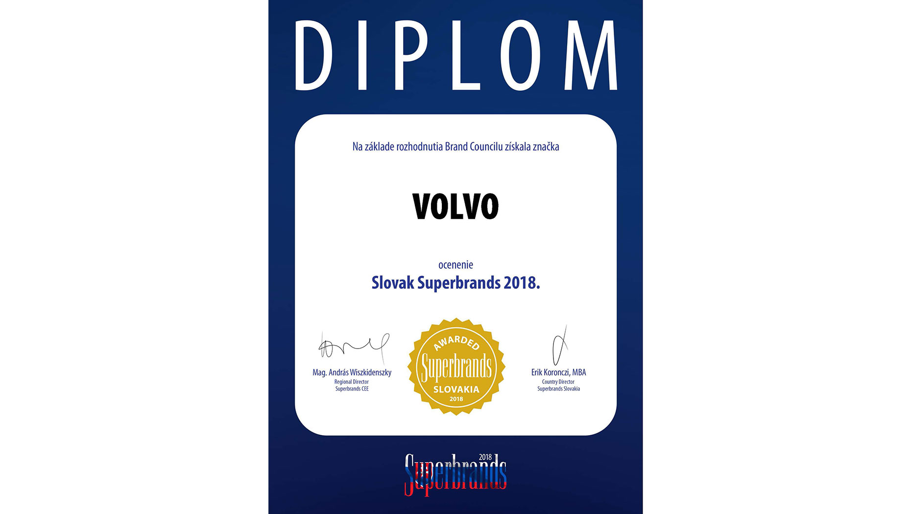 Certifikat Superbrands 2018_Volvo Trucks
